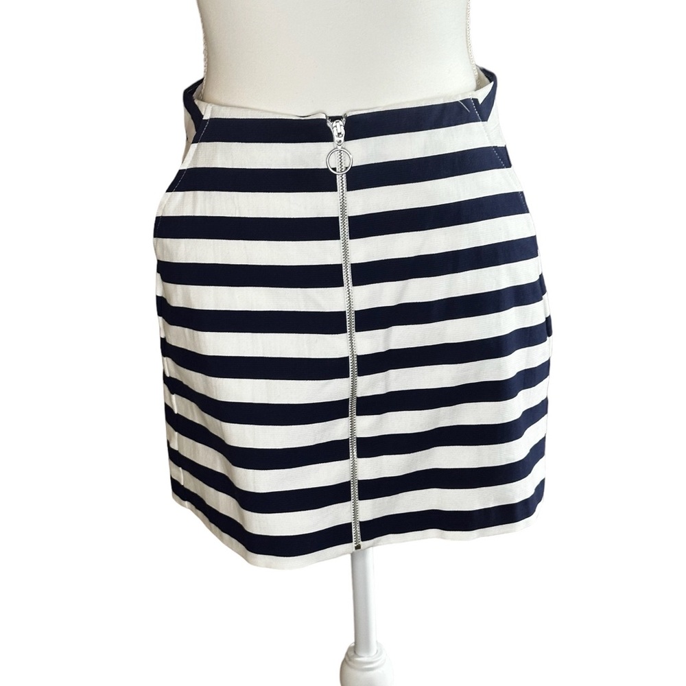 Zara Mini Navy and White Stripe Skirt
